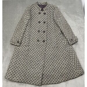 Vintage A-Line Coat Womens Large Tweed Wool Double Breasted Cottagecore 60s 70s